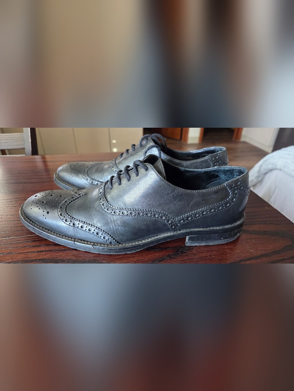 Ben Sherman Black Leather Brogue Derby Shoes